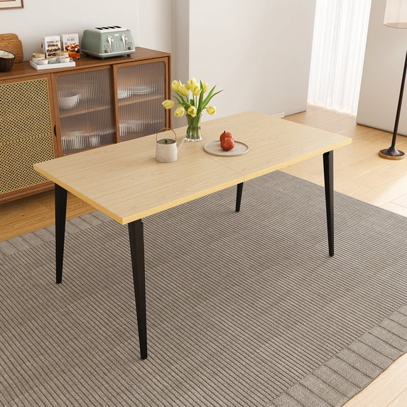 Jopath 63 inch Rectangular Dining Table for 6-8 People,Modern Dining Table with Wooden Tabletop & Iron Legs for Office Kitchen Living Room