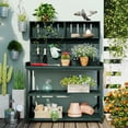 thumbnail image 1 of Jopath 65"Outdoor Potting Bench Table, Patio Workstation, Garden Potting Bench with 4 Storage Shelves and Side Hook for Outdoor Vegetables Flowers and Herbs Forest Green, 1 of 9