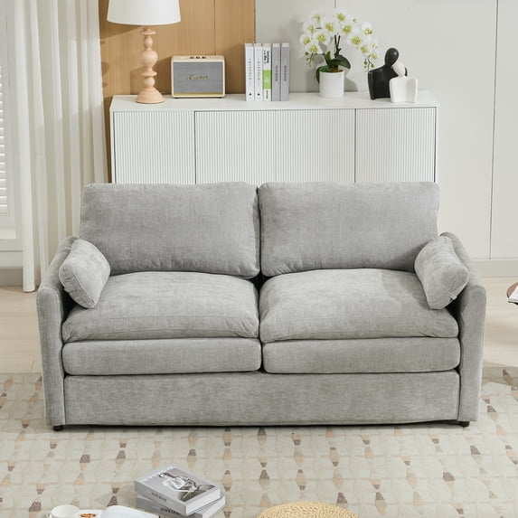 Jopath 68.1" Cozy Loveseat Sofa, Oversized Comfy Cloud Sofa with Double Cushion Loveseat Sofa Plush Cushion Sofa Couch for Living Room Bedroom Apartment Light Grey