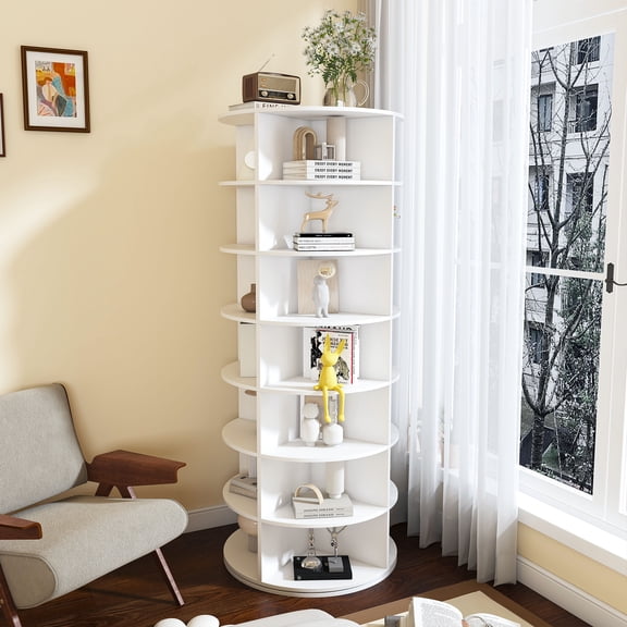 Jopath 7 Tier Rotating Shoe Rack Tower,360° Spinning Shoe Display Lazy Susan,Free Standing Rotate Shoes Closet Organization for Livingroom,Entryway,White