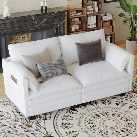 Jopath 74.27" Modern Loveseat Sofa,Oversized Upholstered Armchair Comfy Living Room Chair for Small Spaces,Apartment,Beige