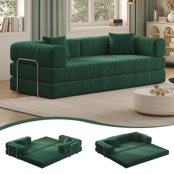 Jopath 78.8inch Convertible Sleeper Sofa Bed,4-in-1 Floor Standing Sofa Bed,Compression Sofa for Living Room,Apartment,Green