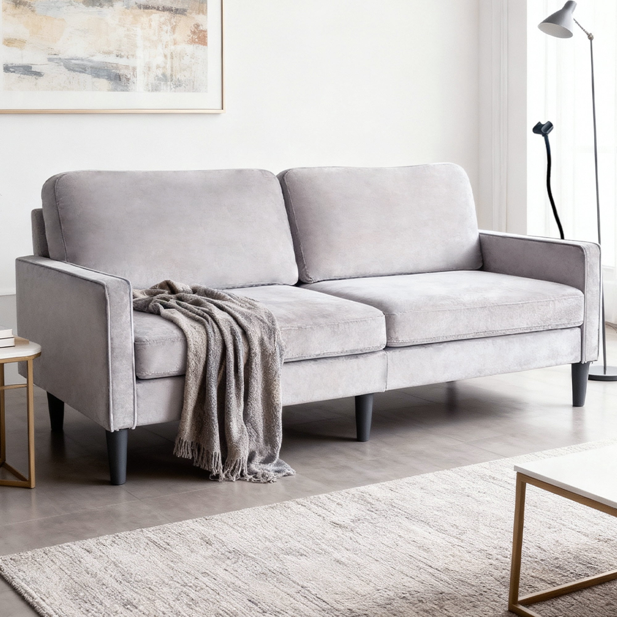 Jopath 78" Modern Loveseat Sofa for Living Room,2-Seat Comfy Linen Sofa Couch with Removable Cover,Easy Assembly for Living Room,Small Spaces,Gray
