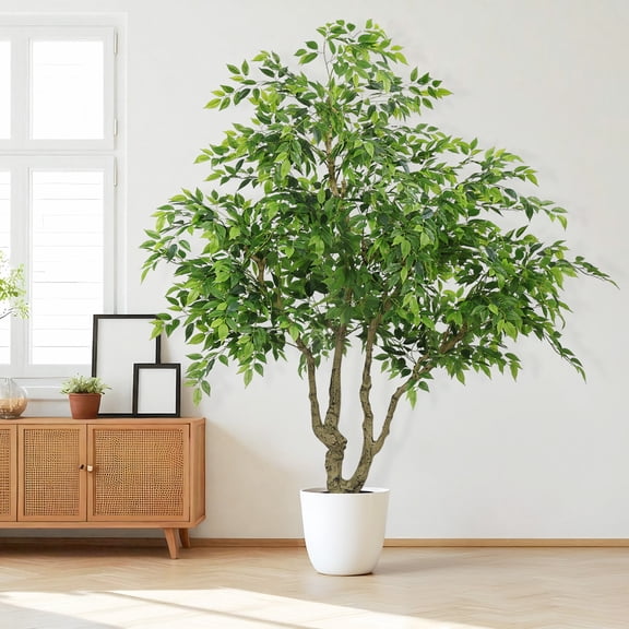 Jopath 7FT Artificial Banyan Tree with Black Pot,Large Faux Potted Tree with Realistic Silk Leaves,Faux Greenery Plant for Living Room, Office,Entryway