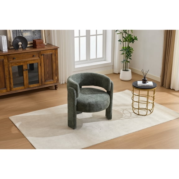 Jopath Accent Chair, Contemporary Boucle Fabric Accent Armchair Minimalist and Stylish Accent Seating for Living Room Bedroom Apartment Office Green