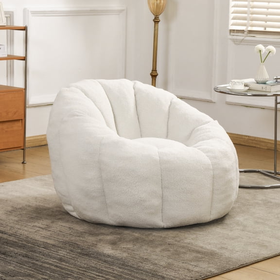 Jopath Bean Bag Chair for Adults and Kids,Oversized Bean Bag Sofa with Armrests Stuffed High-Density Foam,Lazy Sofa Floor Sofa for Living Room Bedroom,White