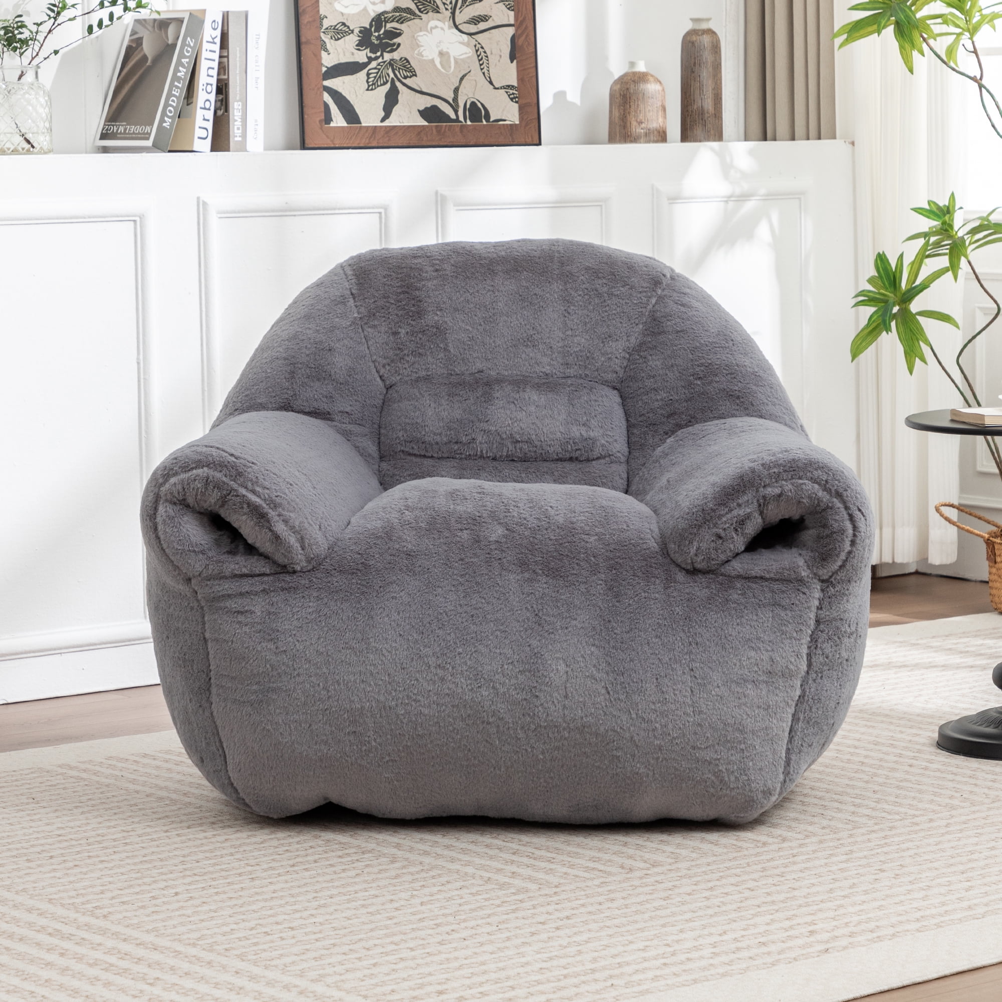 Jopath Bean Bag Chair, Comfy Bean Bag Sofa Faux Fur Bean Bag Chair For Adults And Kids, Stuffed Floor Sofa For Living Room, Bedroom, Apartment