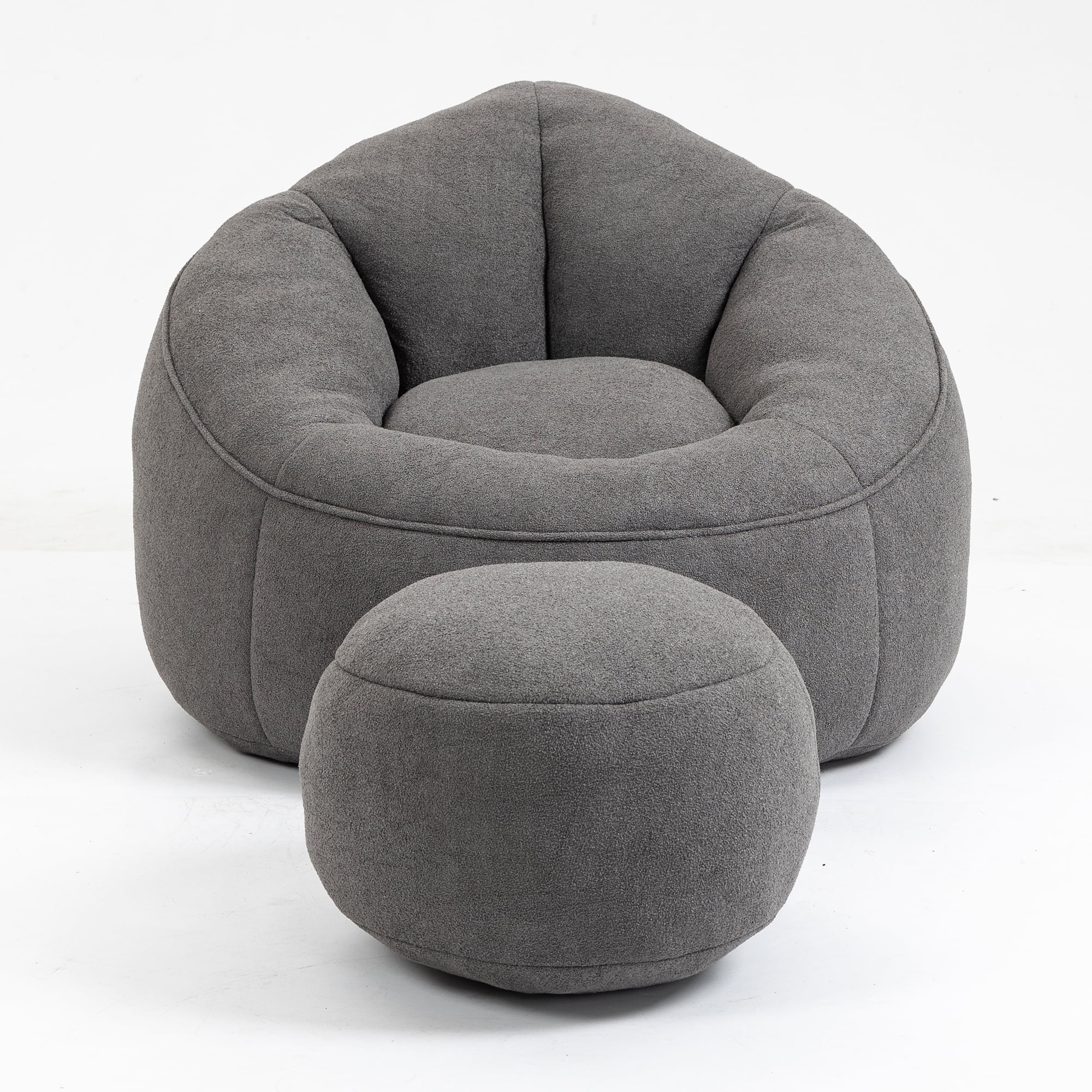 Jopath Bean Bag Chair with Footstool, Lazy Sofa for Adults and Kids, Floor Sofa for Gaming Reading Living Room Bedroom Grey