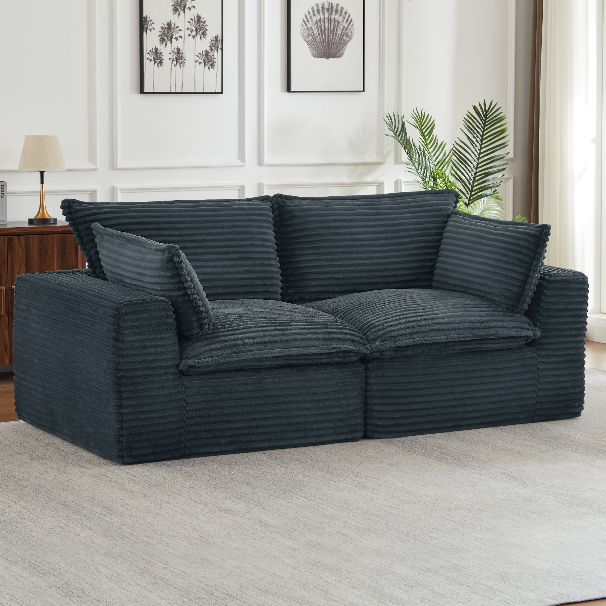 Jopath Cloud Loveseat Sofa Couches,Modern 2-Seater Boneless Sofa Couches,Fluffy Group Sofas for Living Room Bedroom,DARK GREY