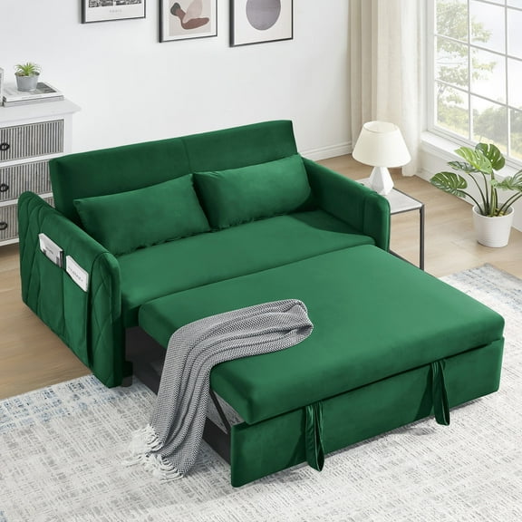 Jopath Convertible Sofa Bed,3 in 1 Sleeper Sofa with 2 Pillows and Adjustable Backrest for Living Room Office,Green