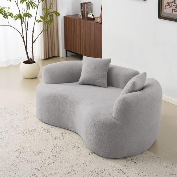 Jopath Curved Loveseat Full Compression Sponge Sofa, Teddy Velvet Fabric, No-Assembly Compact Sofa For Small Spaces & Apartments, 350 Lbs Capacity 66.9"L