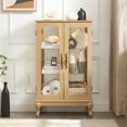 thumbnail image 1 of Jopath Display Cabinet with Glass Doors, Curio Cabinet with Adjustable Glass Shelves and Mirrored Back Panel Lighted Storage Cabinet for Home Office Oak, 1 of 9