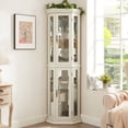 thumbnail image 1 of Jopath Display Cabinet with Glass Doors, Glass Corner Cabinet With Light, Wine Cabinet with Adjustable Glass Shelves for Living Room White(Bulb Included), 1 of 9