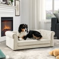 thumbnail image 1 of Jopath Dog Sofa, Durable Elevated Dog Sofa Bed Fashionable Linen Fabric Rectangular Pet Bed for Small and Medium-Sized Dogs Beige, 1 of 9