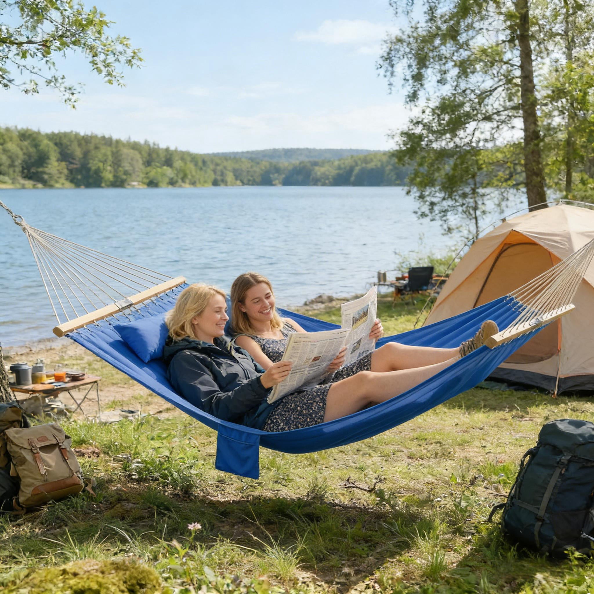 Jopath Double-Person Portable Hammock for Garden,Hammocks Portable Camping 440lb for Porch,Patio,Yard,Bedroom,Outdoor,Beach,Navy Blue