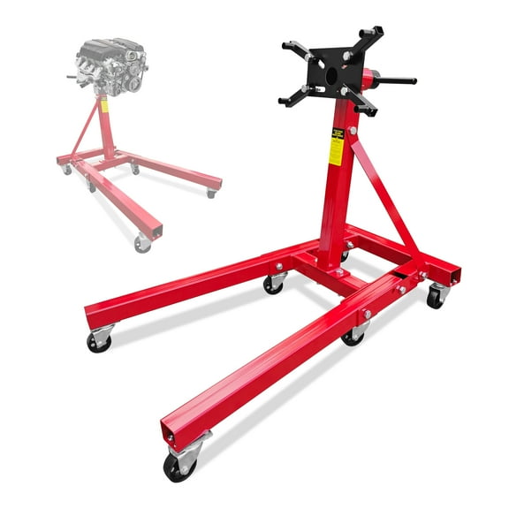 Jopath Engine Stand 2000LBS Capacity, 360 Degree Rotating Engine Run Stand with 6-Casters, 4 Adjustable arms Frame for Auto Repair, Vehicle Maintenance,Red