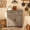 thumbnail image 1 of Jopath Farmhouse Storage Cabinet with 2 Door, Coffee Bar Buffet Sideboard with Drawer Washed Wood for Kitchen and Living Room Light Gray, 1 of 8