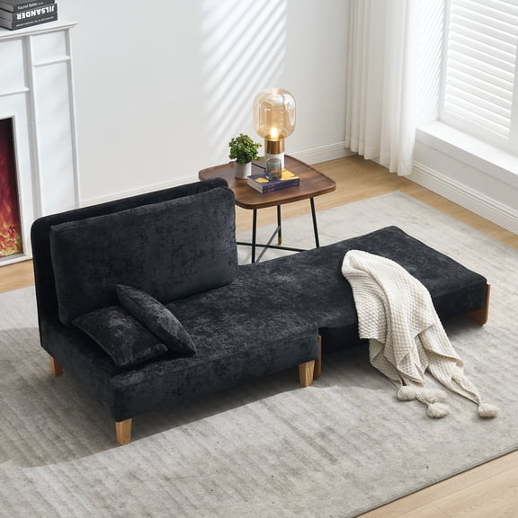 Jopath Foldable Sofa Bed,3-in-1 Convertible Sleeper Chair,Modern Foldable Sofa Chair With 3 Pillows for Small Spaces,Black