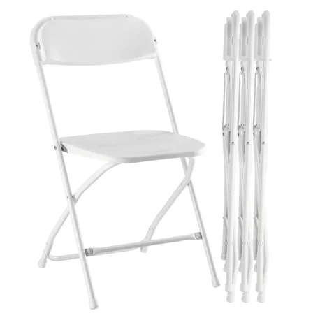 Jopath Folding Chair 4 Pack,Indoor Outdoor Black Folding Chair with Steel Frame for Events Office Wedding Party Picnic Kitchen Dining,White