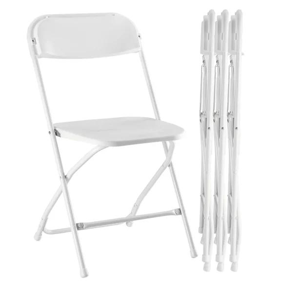 Jopath Folding Chair 4 Pack,Indoor Outdoor White Plastic Folding Chair with Steel Frame for Events Office Wedding Party Picnic Kitchen Dining,White