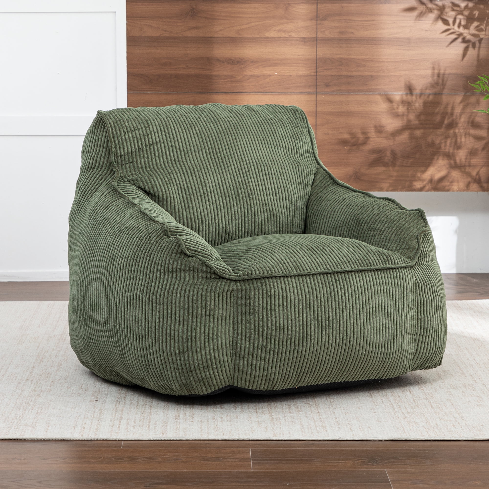 Jopath Giant Bean Bag Chair for Adults Teens,Oversized Corduroy Bean Bag Chairs Lazy Sofa Couch Chairs with Soft Memory Foam Filler for Living Room,Bedroom,Gree