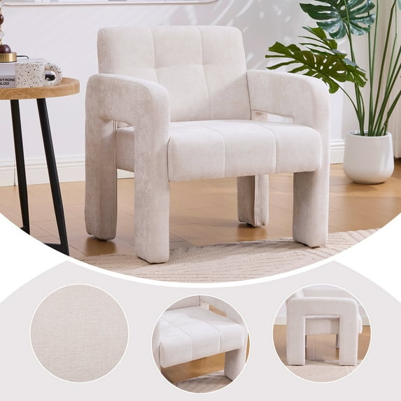 Jopath Home Accent Chair,Modern Minimalist Casual Single Armchair,Area Upholstered Chair Comfortable Padded Armchair For Living Room, Bedroom, OfficeWhite