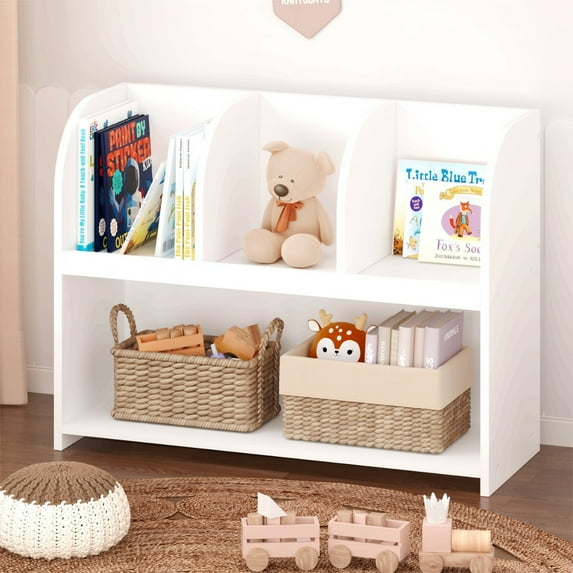 Jopath Kids Bookcase,Storage Book Shelf,Storage Display,Toy Organize with 4 Compartments for Living Room,Playroom,White