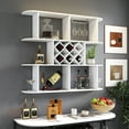 thumbnail image 1 of Jopath Large Wall Mounted 3 Tier Rustic Bottle Wine Rack,Multifunctional Wooden Wall Mounted Wine Rack,mounted wall Storage winerack Rack for Home Bar Dining Room Decor Walnut white, 1 of 10