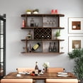 thumbnail image 1 of Jopath Large Wall Mounted 3 Tier Rustic Bottle Wine Rack,Multifunctional Wooden Wall Mounted Wine Rack,mounted wall Storage winerack Rack for Home Bar Dining Room Decor Walnut, 1 of 10