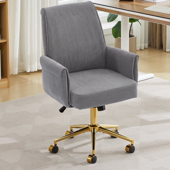 Jopath Liftable Office Chair, Accent Chair with Striped Fabric Ergonomically Designed The Mid-Back Design for Working Studying Or Relaxing Gray