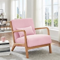 Jopath Mid-Century Accent Chair,Modern Corduroy Fabric Arm Chair with Wood Frame and Pillow,Upholstered Armchair,Reading Chair,Lounge Chair for Living Room,Bedroom,Pink