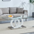 thumbnail image 1 of Jopath Modern Glass Coffee Table, Rectangle 47"x25" Tempered Glass Circular Support Design for Living Room White, 1 of 8