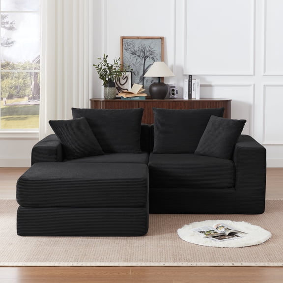 Jopath Modern Modular Couch,Boneless Couch with Non Slip Base, Cozy Sleeper Sofa, L-Shape Chaise for Dining Room Bedroom Living Room Black
