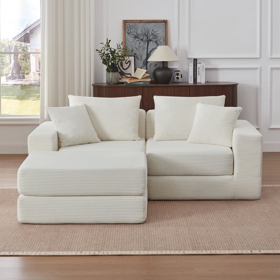 Jopath Modern Modular Couch,Boneless Couch with Non Slip Base, Cozy Sleeper Sofa, L-Shape Chaise for Dining Room Bedroom Living Room White