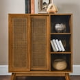thumbnail image 1 of Jopath Modern Rattan Sideboard Cabinet, Buffet Cabinet with Adjustable Shelf & Solid Wood Feet & Rattan Cabinet Doors for Entryway Hallway Living Room Kitchen Dining Room Light Wood, 1 of 8