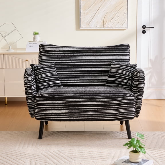 Jopath Modern Style Loveseat Sofa with Ultra-Comfortable Armrests, Armrest Pillows, and Storage Pockets, Deep-Seated Two-Seater Sofa for Bedroom, Small Spaces, Apartments Black