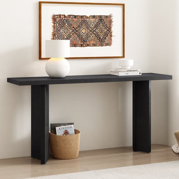 Jopath Modern Wooden Console Table,63" W Entryway Table with Storage Shelf for Living Room,Entryway,Black