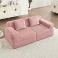 thumbnail image 1 of Jopath Modular Loveseat Sofa,Modern 2-Seat Sofa Couch with Throw Pillows,Corduroy Fabric Cloud Sectional Couch,Pink, 1 of 7