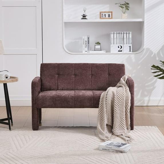 Jopath Nordic Modern Upholstered Sofa Leisure Sofa Comfortable Seating with Double Armchair for Living Room, Bedroom Wine Red