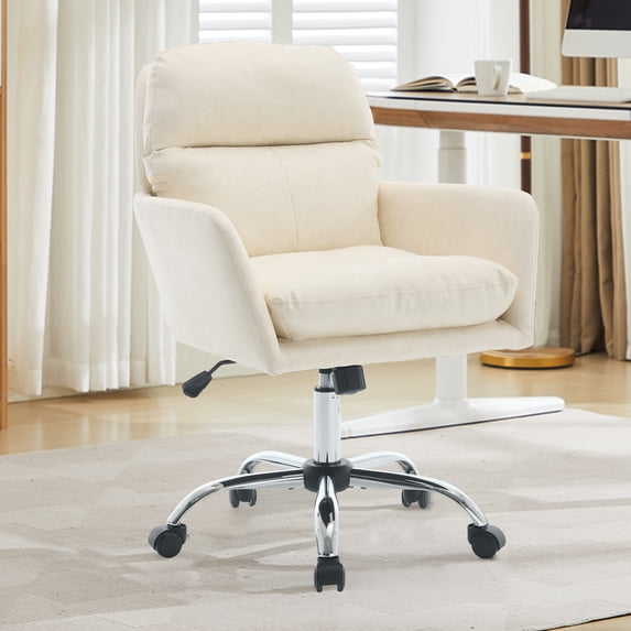 Jopath Office Chair with Artificial Leather, Accent Chair with Adjustable In Height for Office Bedroom Dressing Table White