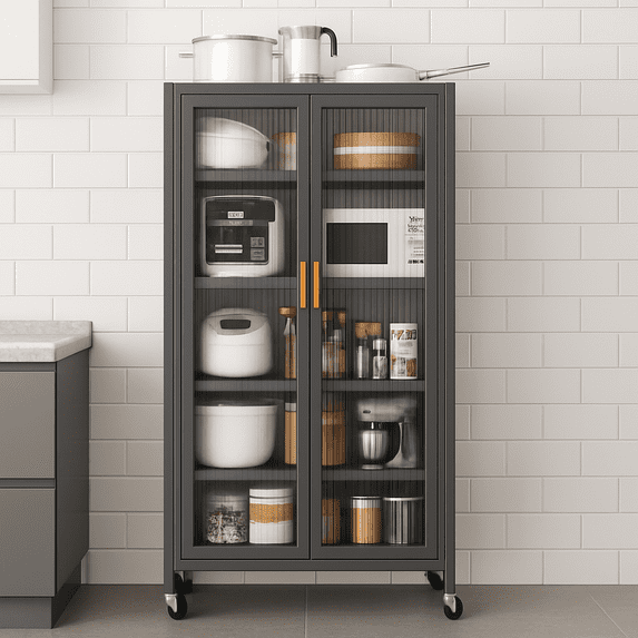 Jopath Open-Door Kitchen Pantry Storage Cabinet,Multilevel Pantry Storage Cabinet Side Cabinets for Kitchen,Living Room,Grey
