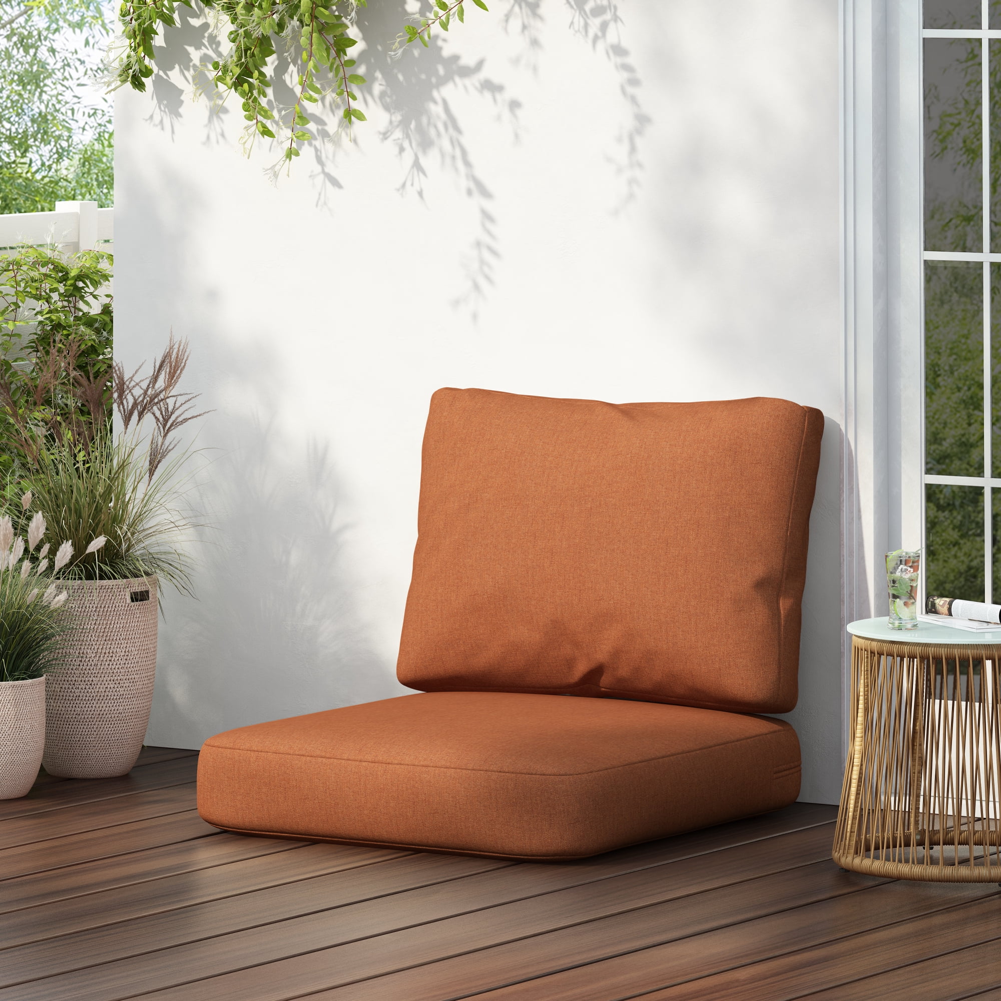 Jopath Outdoor Orange Club Chair Cushion Set with Seat Cushion and Back Cushion, Compatible with Most Club Chair for Patio Balcony Garden(Without Club Chair)