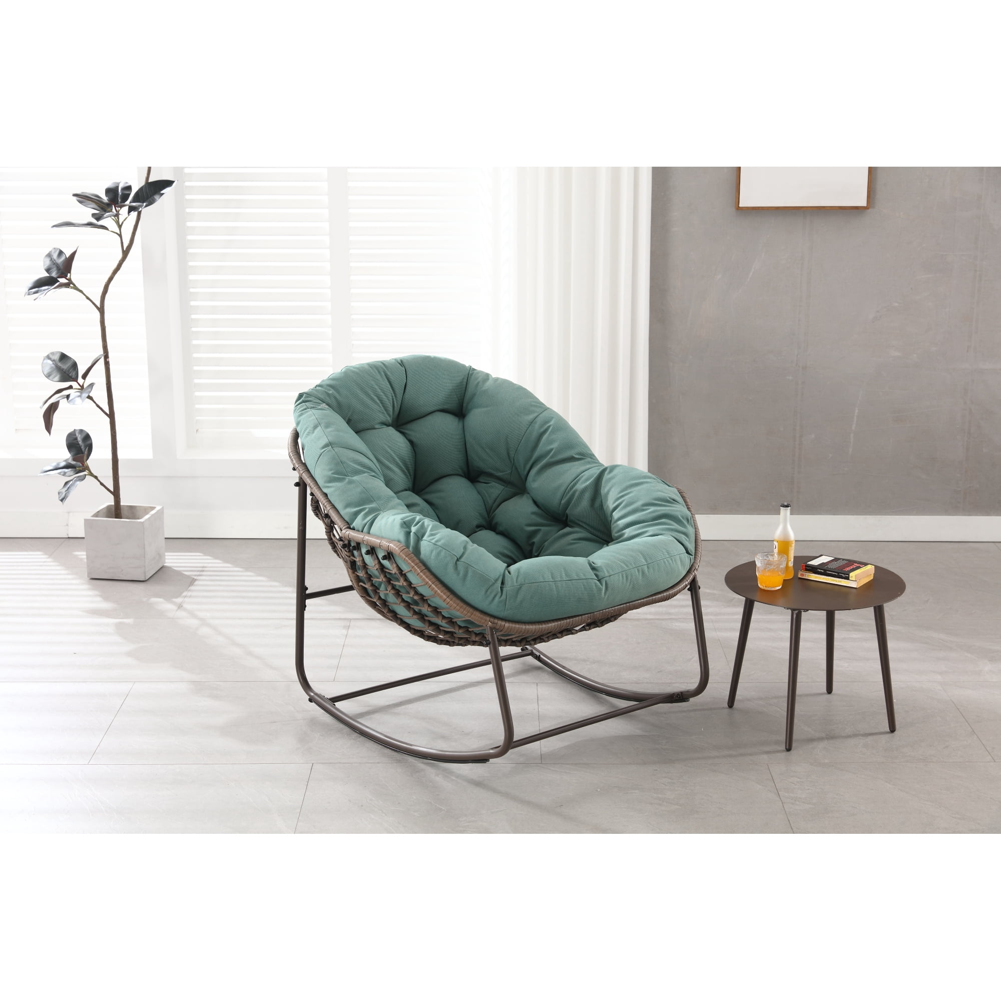 Jopath Outdoor Rocking Chair, Patio Oversized Wicker Egg Rocking Chair ...