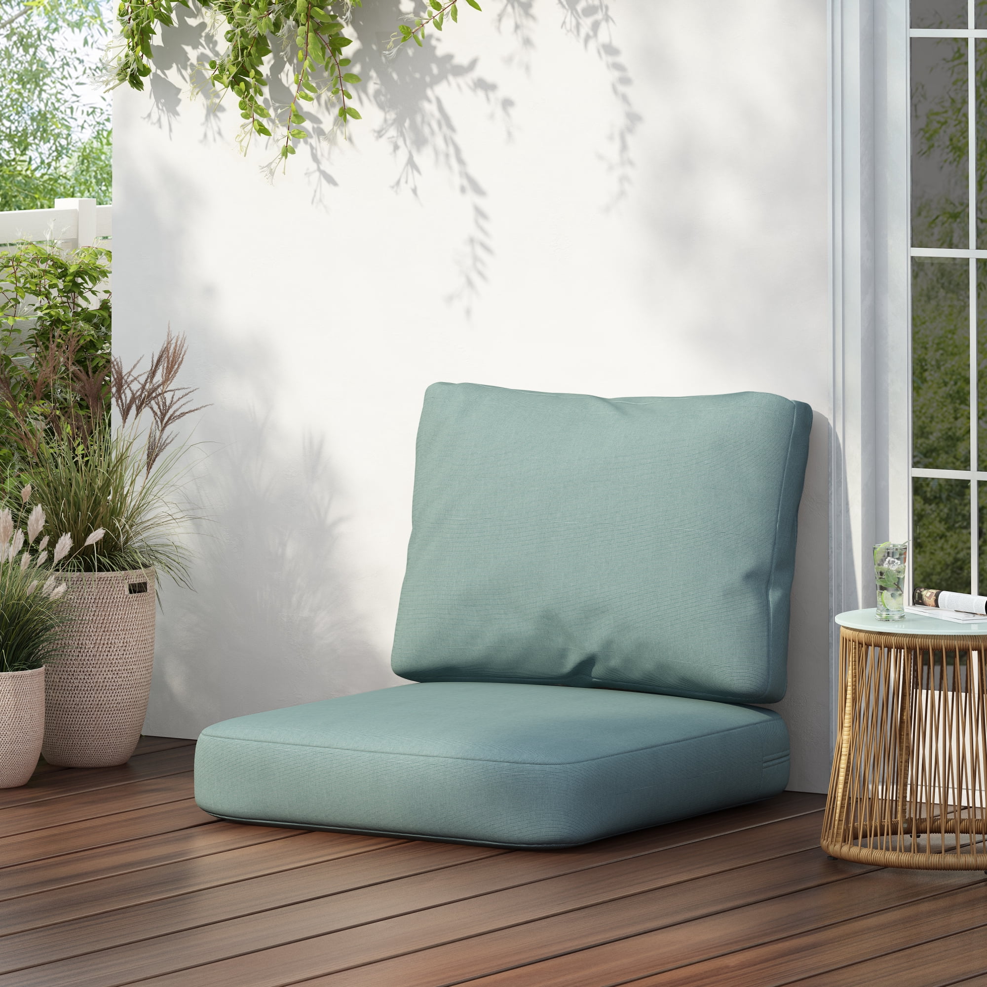 Jopath Outdoor Teal Club Chair Cushion Set with Seat Cushion and Back Cushion, Compatible with Most Club Chair for Patio Balcony Garden(Without Club Chair)