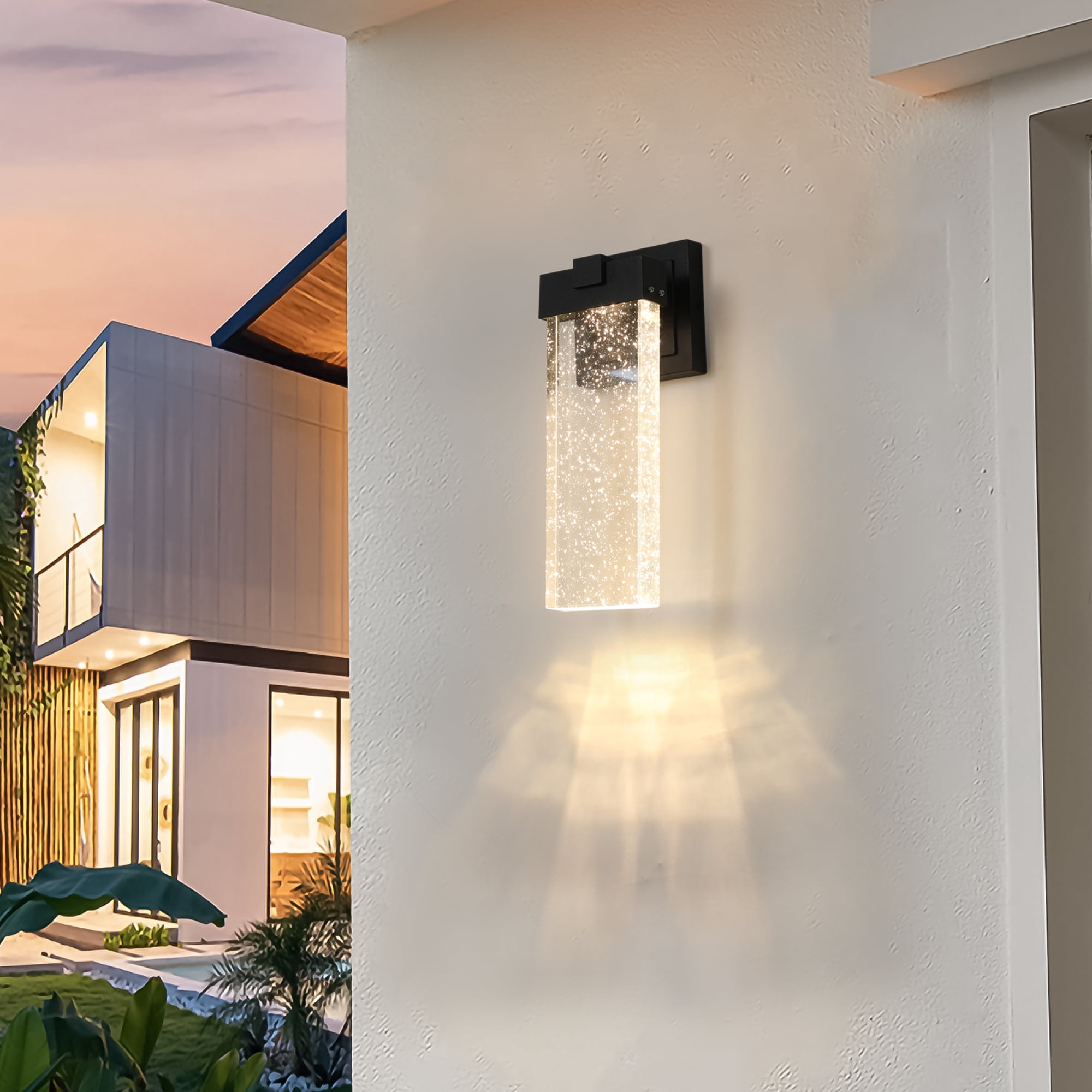 Jopath Outdoor Waterproof Transparent LED Crystal Wall Sconce Supports Multiple Types of Light Bulbs,for Porch, Patio, and Garden(2 pack)