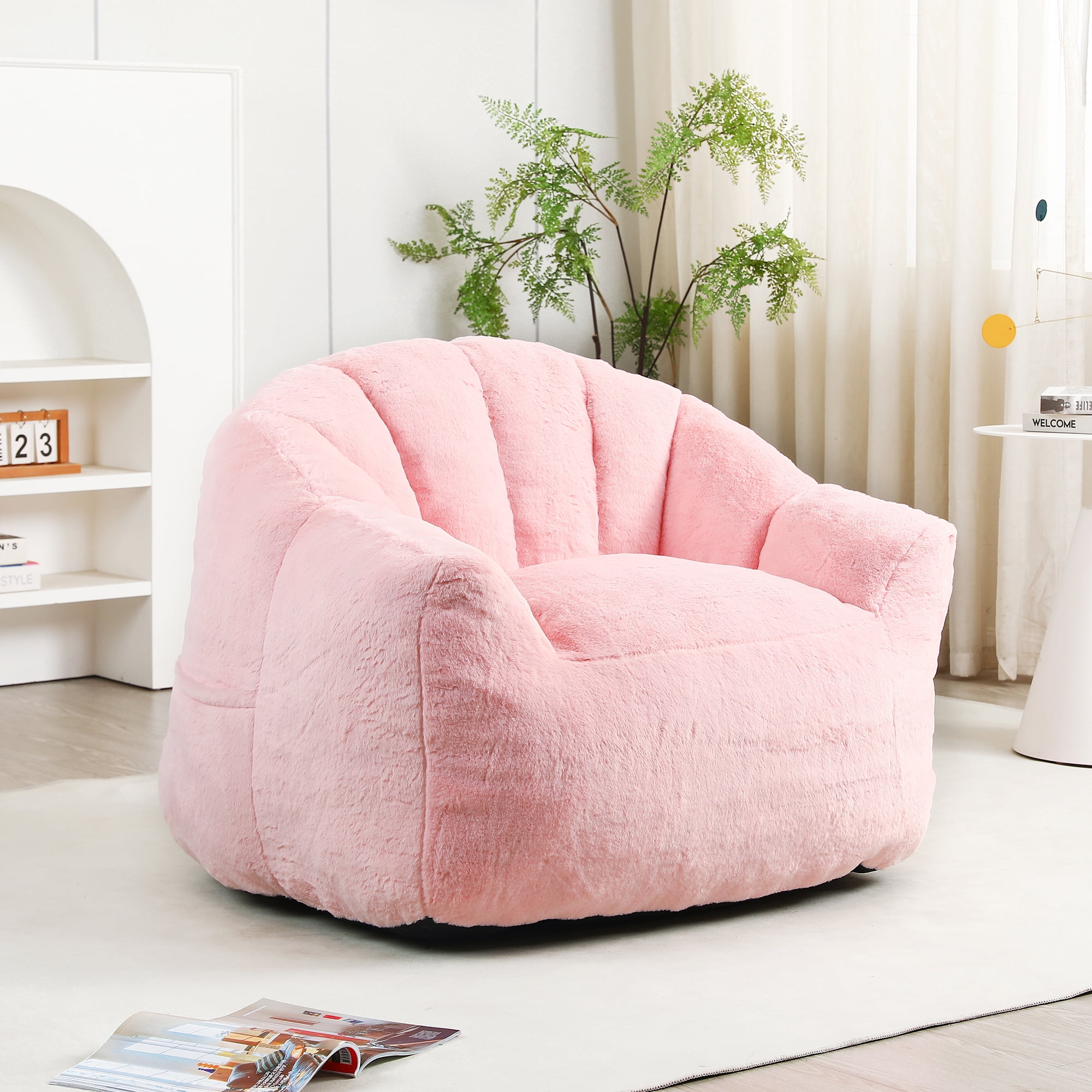 Jopath Oversized Bean Bag Chair for Adults and Kids,Bean Bag Sofa Chair with Armrests Stuffed High-Density Foam, Lazy Sofa Lounge Floor Sofa for Living Room,Bedroom Reading,Pink
