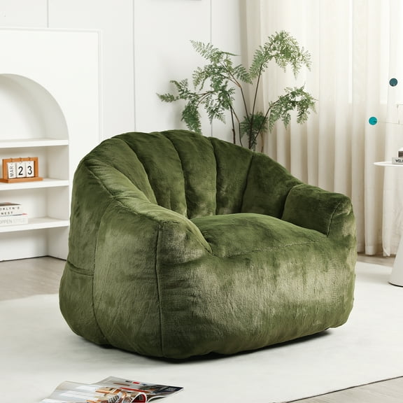 Jopath Oversized Bean Bag Chair for Adults and Kids,Bean Bag Sofa Chair with Armrests Stuffed High-Density Foam, Lazy Sofa Lounge Floor Sofa for Living Room,Bedroom Reading,Green