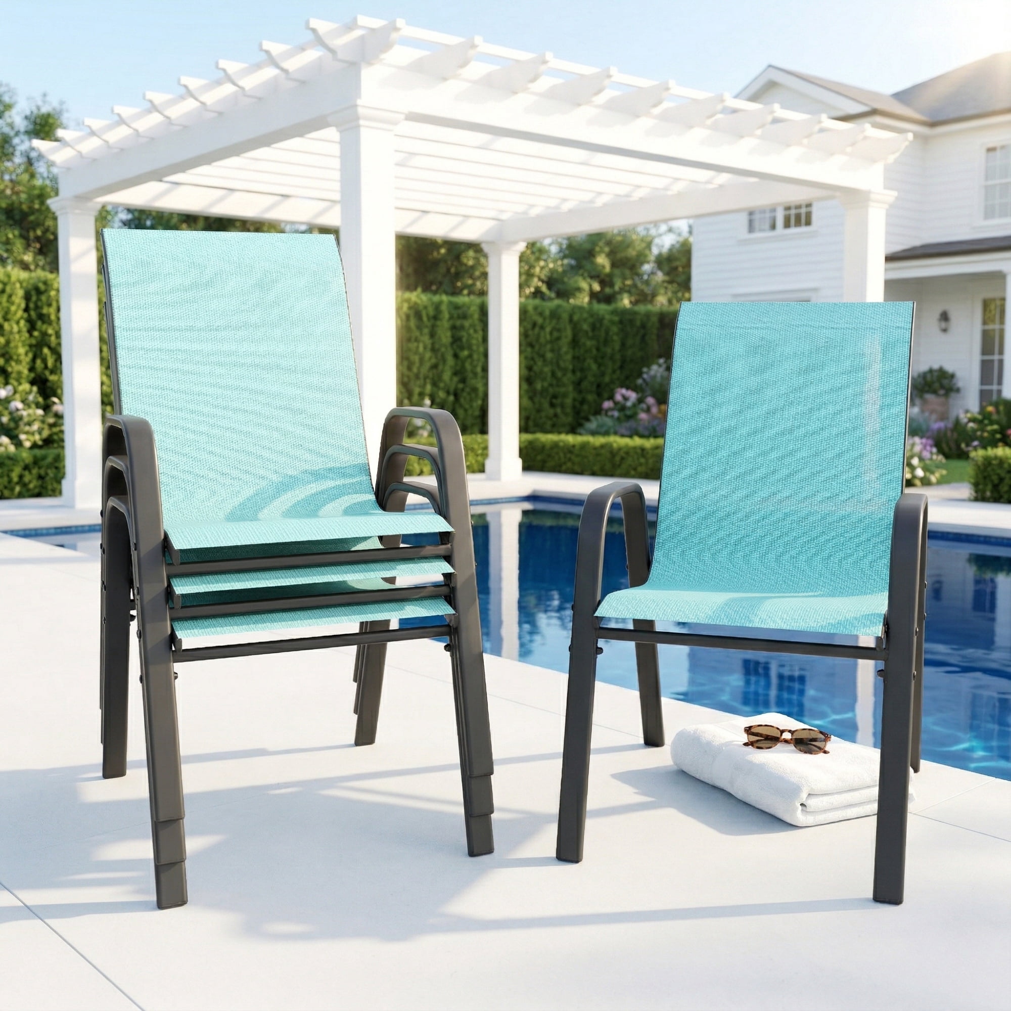 Jopath Patio Dining Chairs Set of 4, Wide Seat 350 lbs Capacity ...