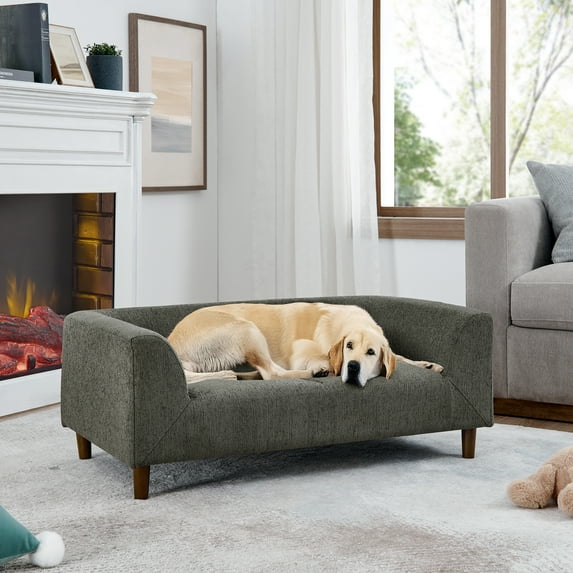 Jopath Pet Sofa with Backrest and Armrests, Soft Cushion Comfortable Dog Sofa for Small and Medium Dogs Dark Grey