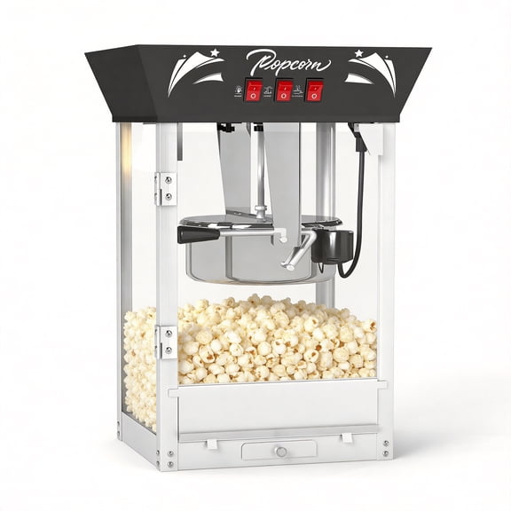 Jopath Popcorn Machine, 12 Ounce Kettle Stainless Steel Popcorn Maker with Tempered Glass, Warming Deck, 850W Countertop Popcorn Popper for Parties, Events and Home Theater Black
